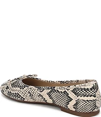 Sam Edelman Alie Snake Print Leather Bow Ballet Flats