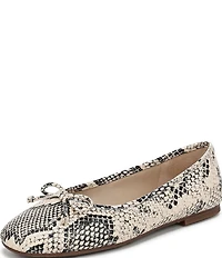Sam Edelman Alie Snake Print Leather Bow Ballet Flats