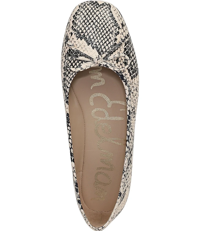 Sam Edelman Alie Snake Print Leather Bow Ballet Flats