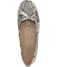 Sam Edelman Alie Snake Print Leather Bow Ballet Flats