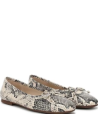 Sam Edelman Alie Snake Print Leather Bow Ballet Flats