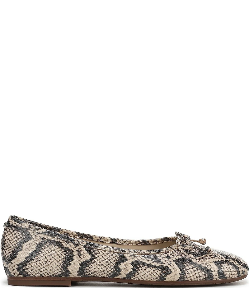Sam Edelman Alie Snake Print Leather Bow Detail Ballet Flats