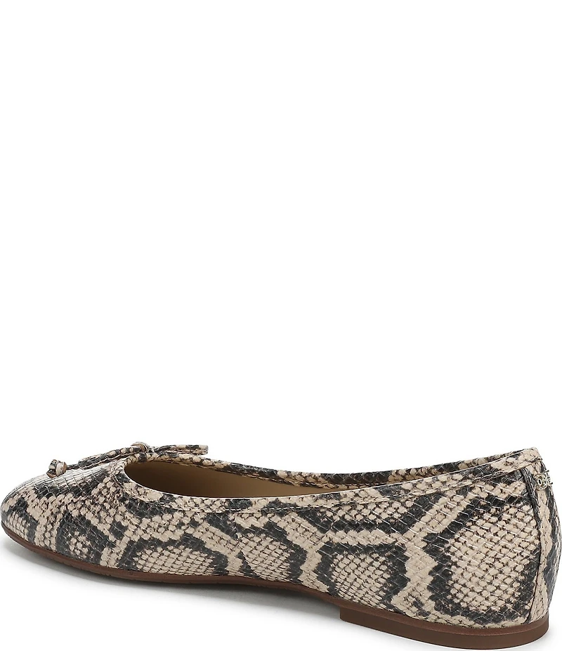 Sam Edelman Alie Snake Print Leather Bow Detail Ballet Flats