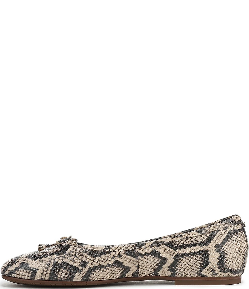 Sam Edelman Alie Snake Print Leather Bow Detail Ballet Flats