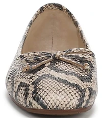 Sam Edelman Alie Snake Print Leather Bow Detail Ballet Flats