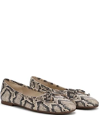 Sam Edelman Alie Snake Print Leather Bow Detail Ballet Flats