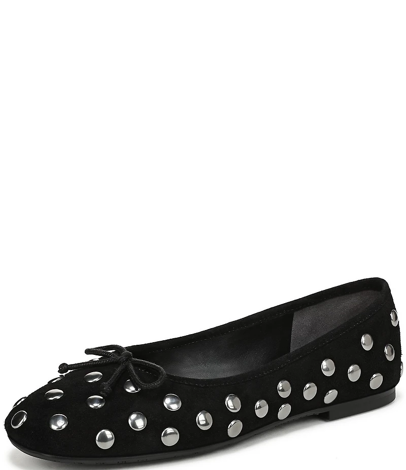 Sam Edelman Alie Studded Suede Bow Detail Ballet Flats