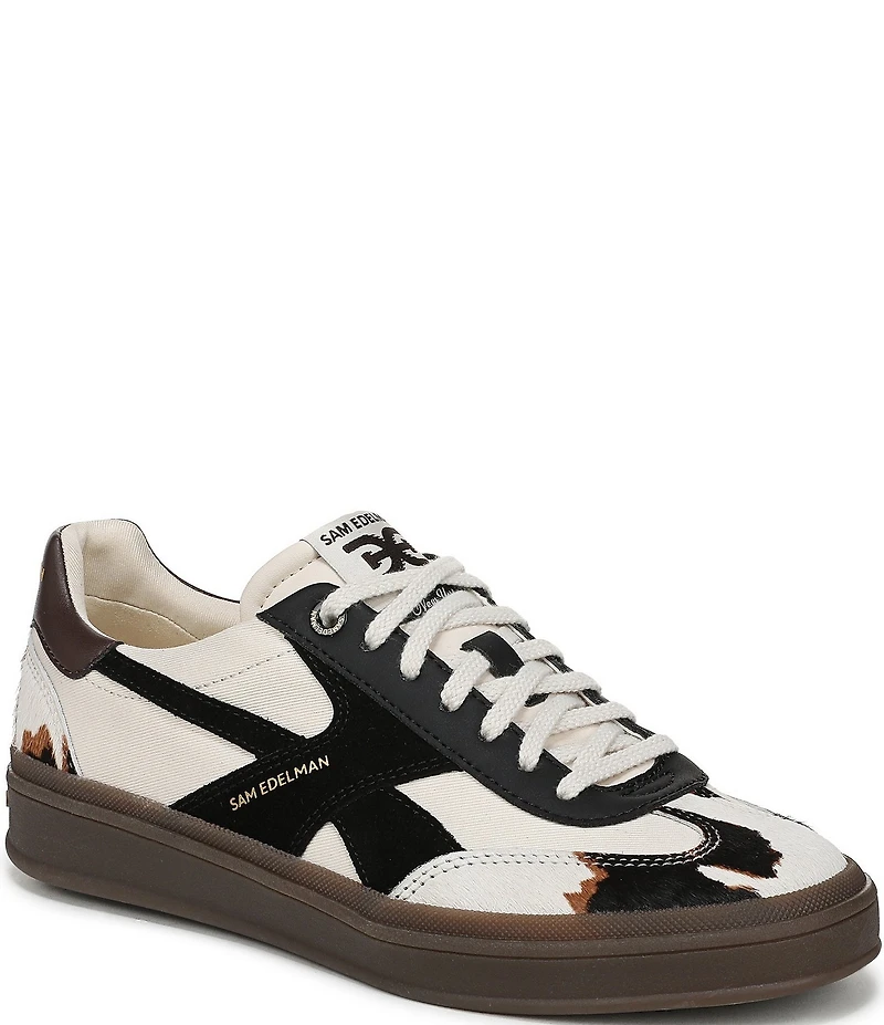 Sam Edelman Althea Cow Print Calf Hair Lace Up Sneakers