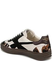 Sam Edelman Althea Cow Print Calf Hair Lace Up Sneakers