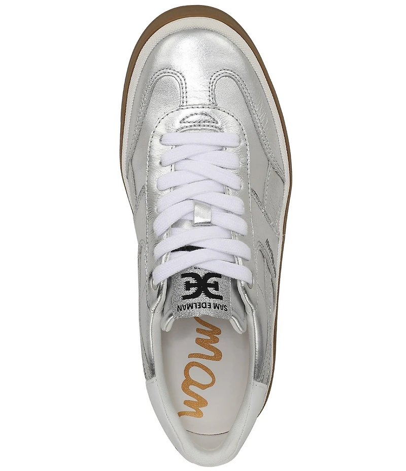 Sam Edelman Althea Metallic Leather Lace Up Sneakers