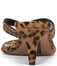 Sam Edelman Amie Leopard Print Calf Hair Kitten Heel Thong Sandals
