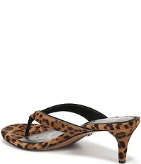 Sam Edelman Amie Leopard Print Calf Hair Kitten Heel Thong Sandals