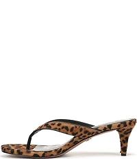 Sam Edelman Amie Leopard Print Calf Hair Kitten Heel Thong Sandals