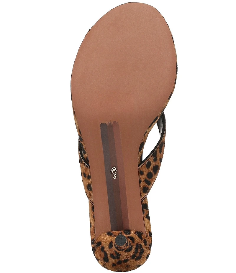 Sam Edelman Amie Leopard Print Calf Hair Kitten Heel Thong Sandals