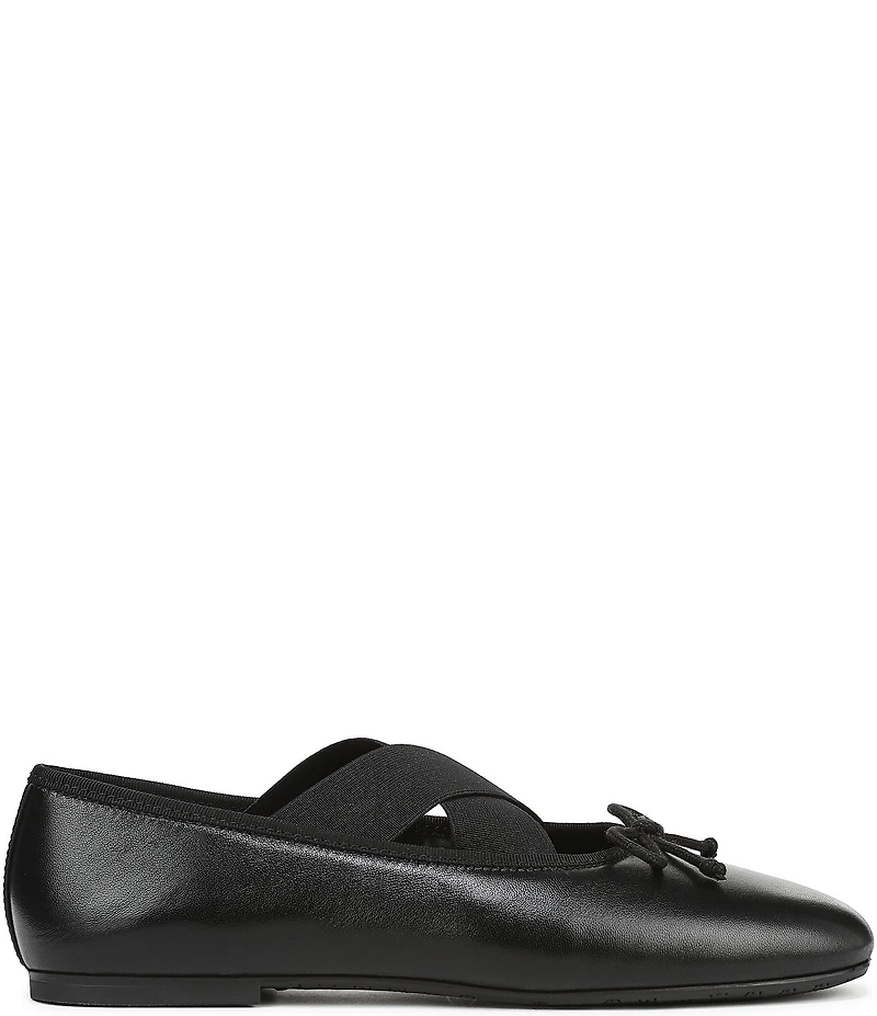 Sam Edelman Arya Leather Elastic Cross Strap Bow Detail Mary Jane Ballet Flats