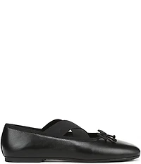 Sam Edelman Arya Leather Elastic Cross Strap Bow Detail Mary Jane Ballet Flats