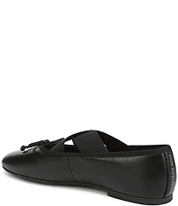 Sam Edelman Arya Leather Elastic Cross Strap Bow Detail Mary Jane Ballet Flats