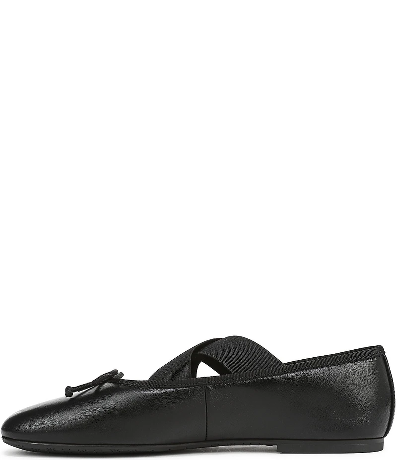 Sam Edelman Arya Leather Elastic Cross Strap Bow Detail Mary Jane Ballet Flats