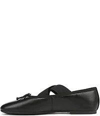 Sam Edelman Arya Leather Elastic Cross Strap Bow Detail Mary Jane Ballet Flats