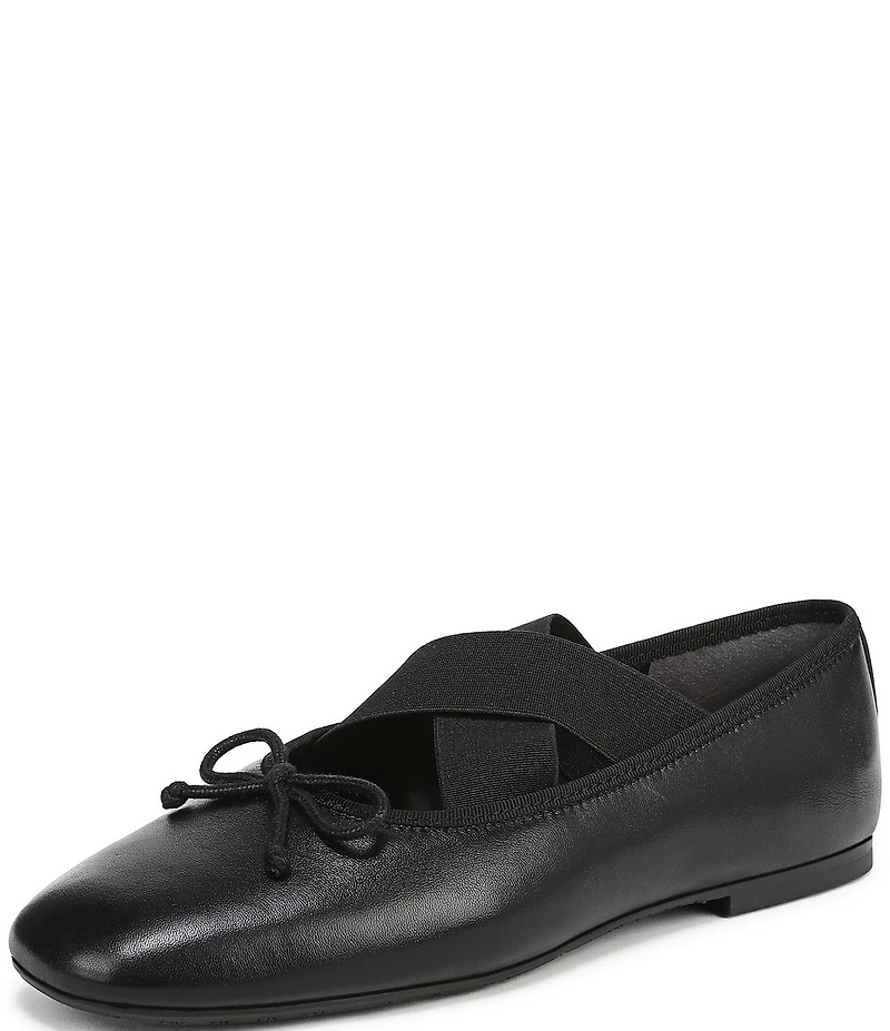 Sam Edelman Arya Leather Elastic Cross Strap Bow Detail Mary Jane Ballet Flats