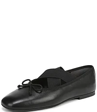 Sam Edelman Arya Leather Elastic Cross Strap Bow Detail Mary Jane Ballet Flats