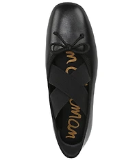 Sam Edelman Arya Leather Elastic Cross Strap Bow Detail Mary Jane Ballet Flats