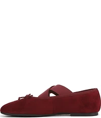 Sam Edelman Arya Suede Elastic Cross Strap Bow Detail Mary Jane Ballet Flats