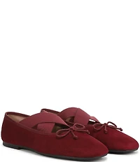 Sam Edelman Arya Suede Elastic Cross Strap Bow Detail Mary Jane Ballet Flats