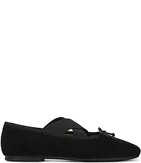 Sam Edelman Arya Suede Elastic Cross Strap Bow Detail Mary Jane Ballet Flats
