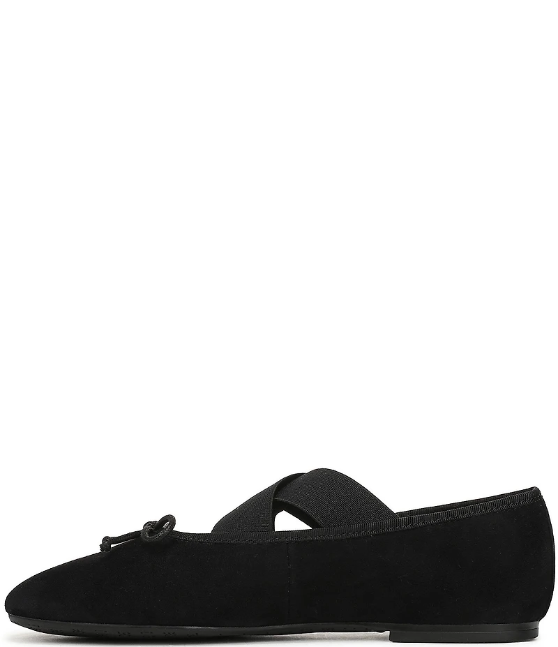 Sam Edelman Arya Suede Elastic Cross Strap Bow Detail Mary Jane Ballet Flats