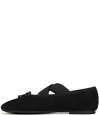 Sam Edelman Arya Suede Elastic Cross Strap Bow Detail Mary Jane Ballet Flats