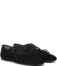 Sam Edelman Arya Suede Elastic Cross Strap Bow Detail Mary Jane Ballet Flats