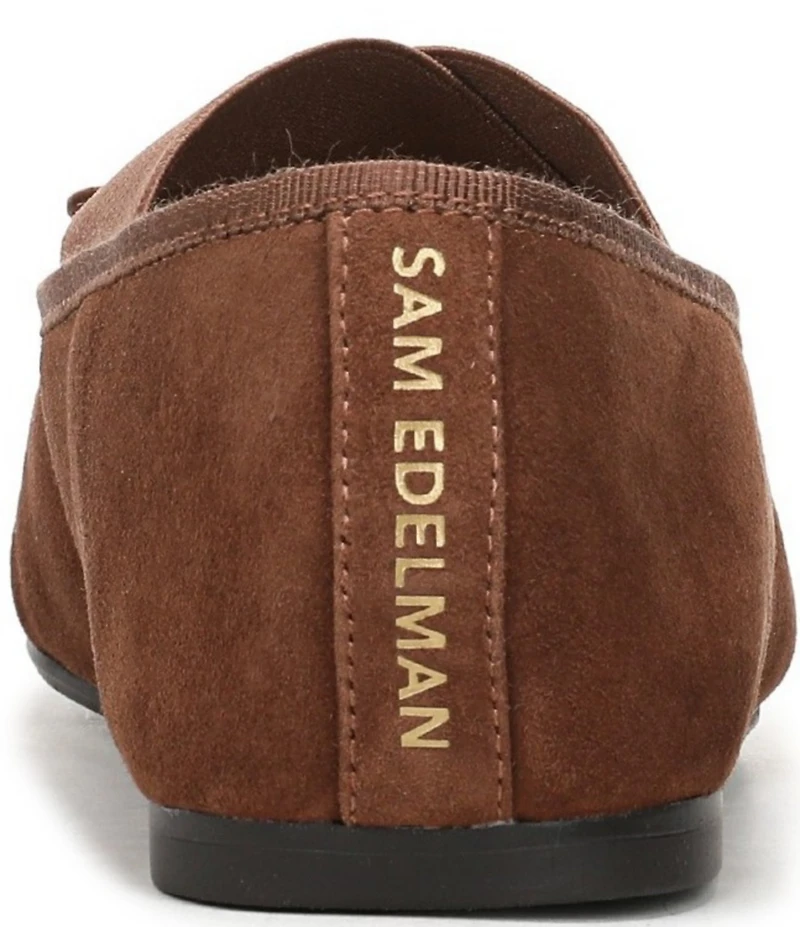 Sam Edelman Arya Suede Elastic Cross Strap Bow Detail Mary Jane Ballet Flats