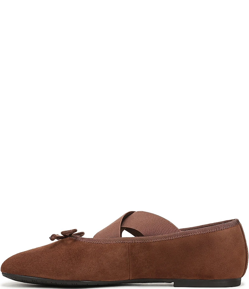 Sam Edelman Arya Suede Elastic Cross Strap Bow Detail Mary Jane Ballet Flats