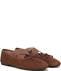 Sam Edelman Arya Suede Elastic Cross Strap Bow Detail Mary Jane Ballet Flats