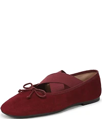 Sam Edelman Arya Suede Elastic Cross Strap Bow Detail Mary Jane Ballet Flats