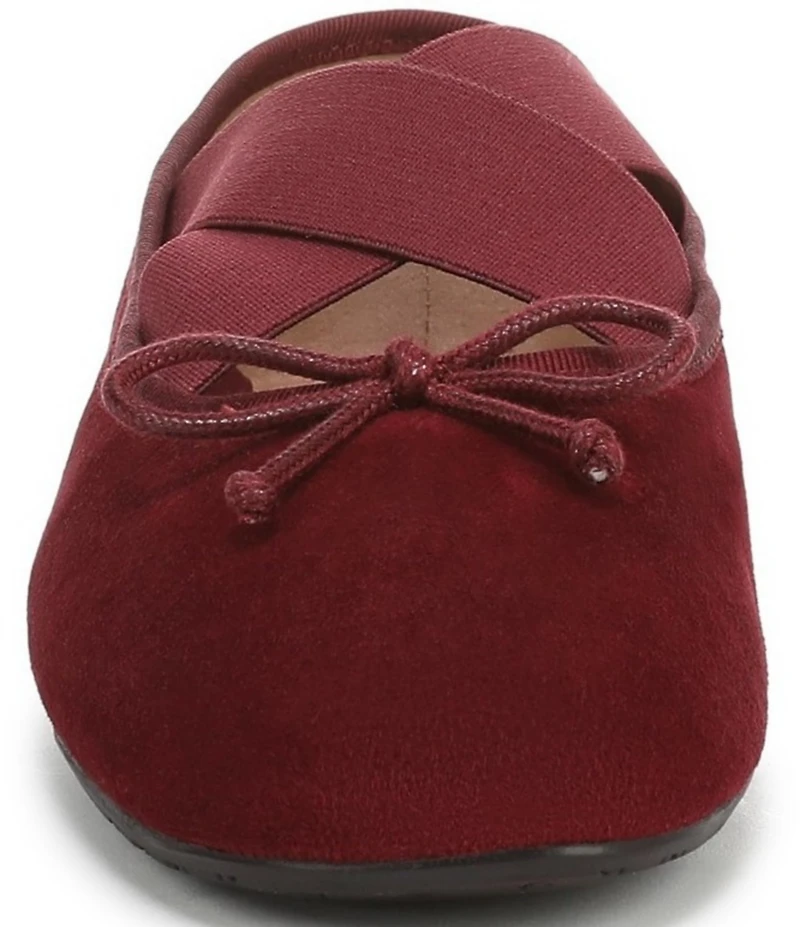 Sam Edelman Arya Suede Elastic Cross Strap Bow Detail Mary Jane Ballet Flats