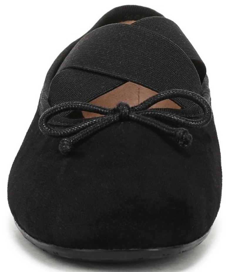 Sam Edelman Arya Suede Elastic Cross Strap Bow Detail Mary Jane Ballet Flats