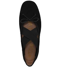 Sam Edelman Arya Suede Elastic Cross Strap Bow Detail Mary Jane Ballet Flats
