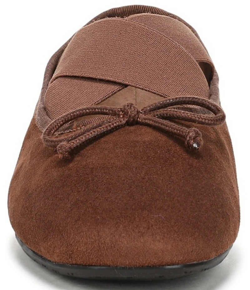 Sam Edelman Arya Suede Elastic Cross Strap Bow Detail Mary Jane Ballet Flats
