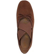 Sam Edelman Arya Suede Elastic Cross Strap Bow Detail Mary Jane Ballet Flats