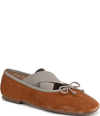 Sam Edelman Arya Velvet Elastic Cross Strap Bow Detail Mary Jane Ballet Flats