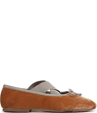 Sam Edelman Arya Velvet Elastic Cross Strap Bow Detail Mary Jane Ballet Flats