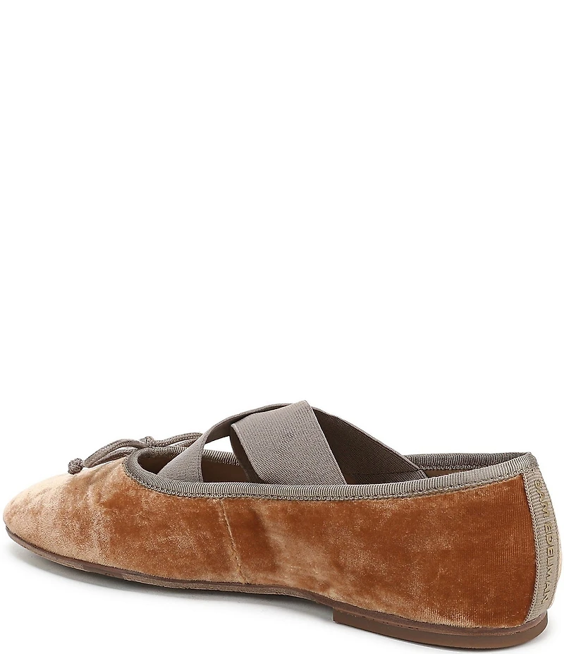 Sam Edelman Arya Velvet Elastic Cross Strap Bow Detail Mary Jane Ballet Flats