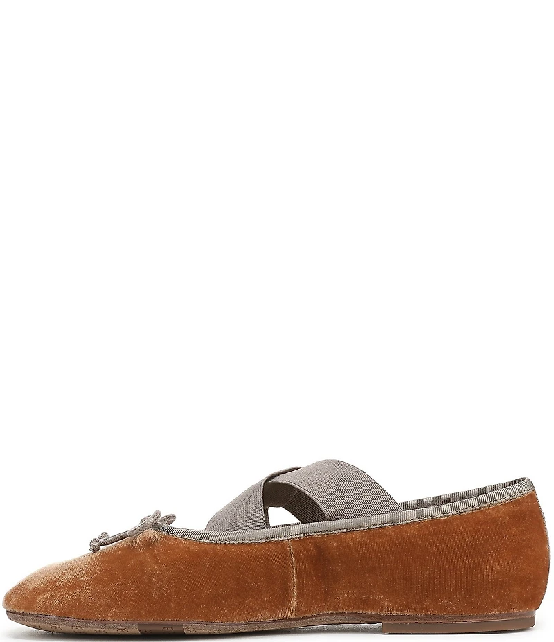 Sam Edelman Arya Velvet Elastic Cross Strap Bow Detail Mary Jane Ballet Flats