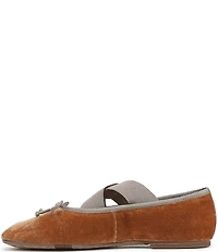 Sam Edelman Arya Velvet Elastic Cross Strap Bow Detail Mary Jane Ballet Flats