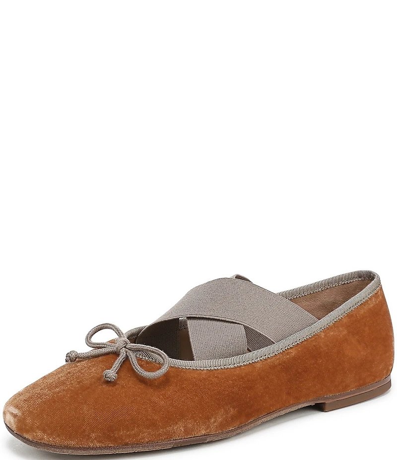 Sam Edelman Arya Velvet Elastic Cross Strap Bow Detail Mary Jane Ballet Flats