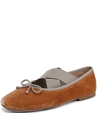 Sam Edelman Arya Velvet Elastic Cross Strap Bow Detail Mary Jane Ballet Flats