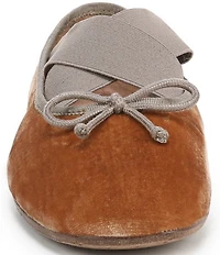 Sam Edelman Arya Velvet Elastic Cross Strap Bow Detail Mary Jane Ballet Flats