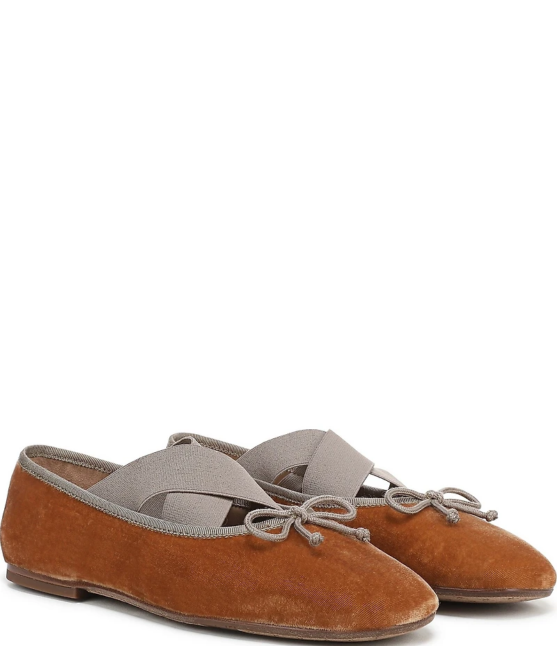 Sam Edelman Arya Velvet Elastic Cross Strap Bow Detail Mary Jane Ballet Flats